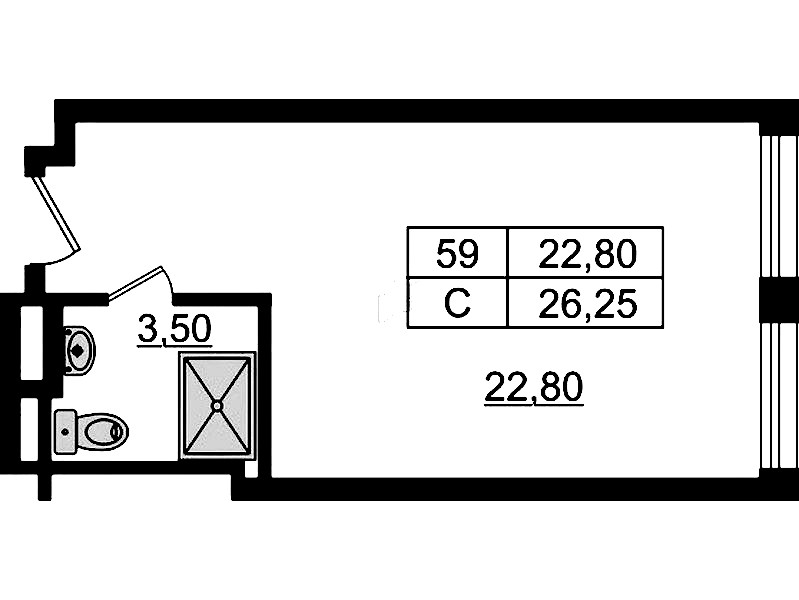 Квартира студия 26.87 м², 9/9 эт., Апарт-отель «Апарт отель Well»
